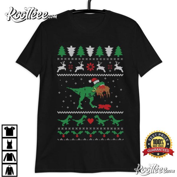 T-Rex Eating Reindeer Christmas Ugly T-Shirt