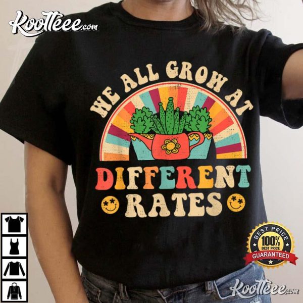 We All Grow At Different Rates Back To School Teacher Retro T-Shirt