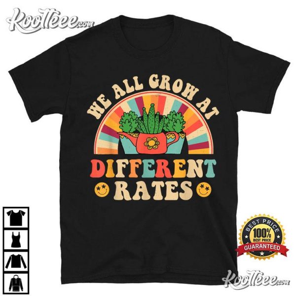 We All Grow At Different Rates Back To School Teacher Retro T-Shirt