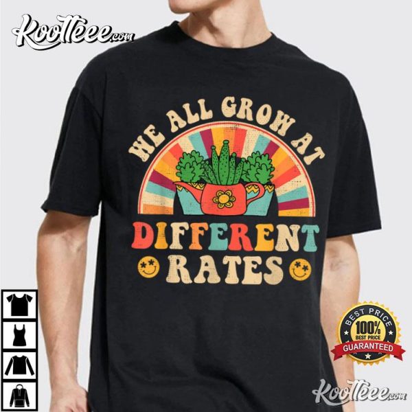 We All Grow At Different Rates Back To School Teacher Retro T-Shirt