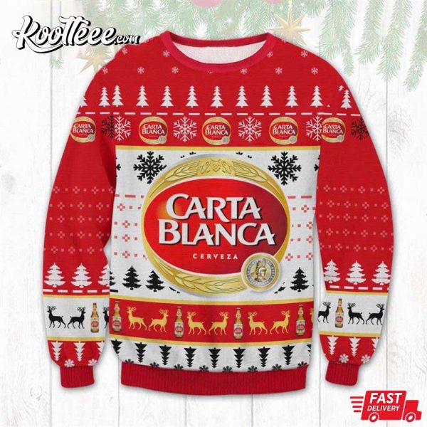 Carta Blanca Mexican Lager Beer Xmas Gift Ugly Sweater