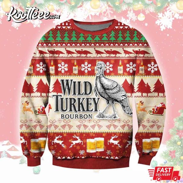 Wild Turkey Bourbon Beer Christmas Ugly Sweater