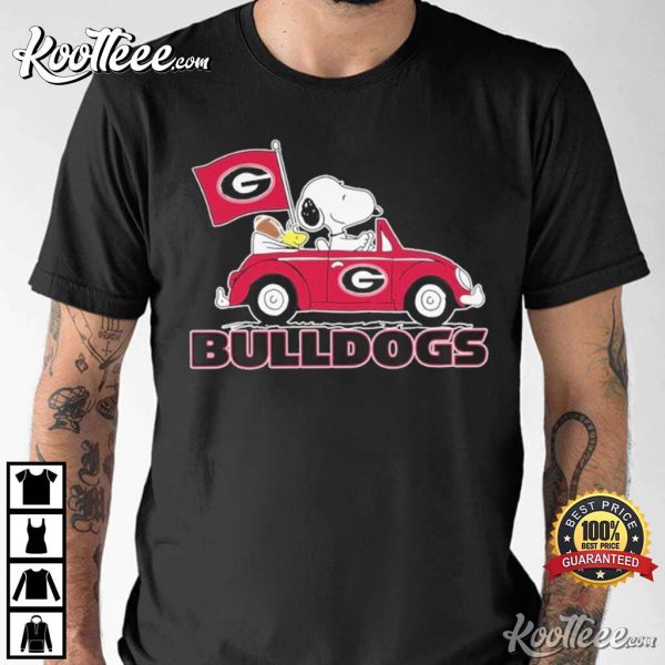 Georgia Bulldogs Snoopy and Woodstock Car T-Shirt