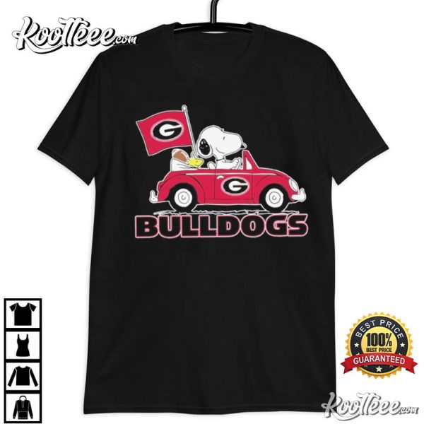 Georgia Bulldogs Snoopy and Woodstock Car T-Shirt