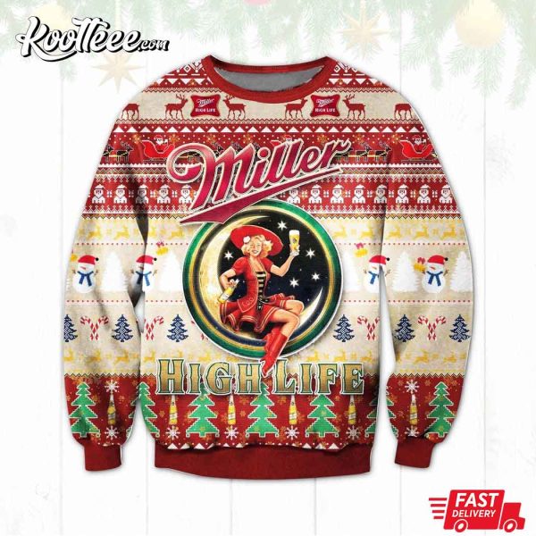 Miller High Life Beer Sweater Christmas Unisex Knit Ugly Sweater