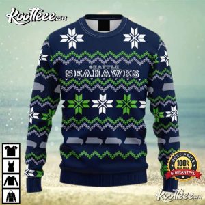 Seattle Seahawks Snowflakes Reindeer Pattern Ugly Xmas Sweater For