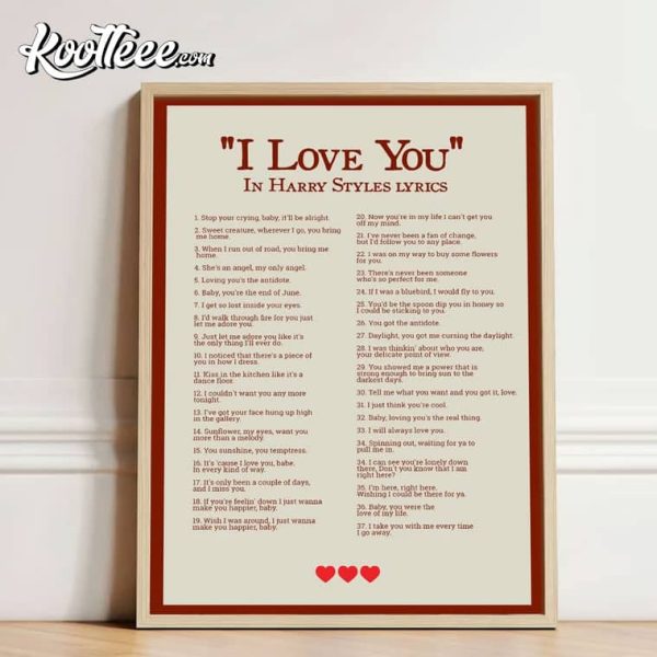 I Love You In Harry Styles Lyrics Poster