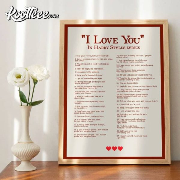 I Love You In Harry Styles Lyrics Poster