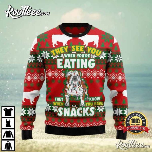 Bulldog Snacks Christmas Ugly Sweater