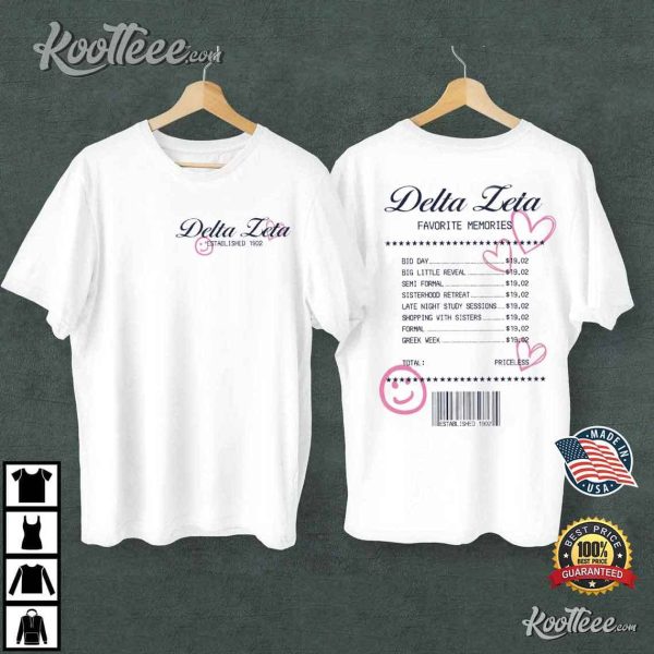 Delta Zeta Sorority Receipt Memories T-Shirt