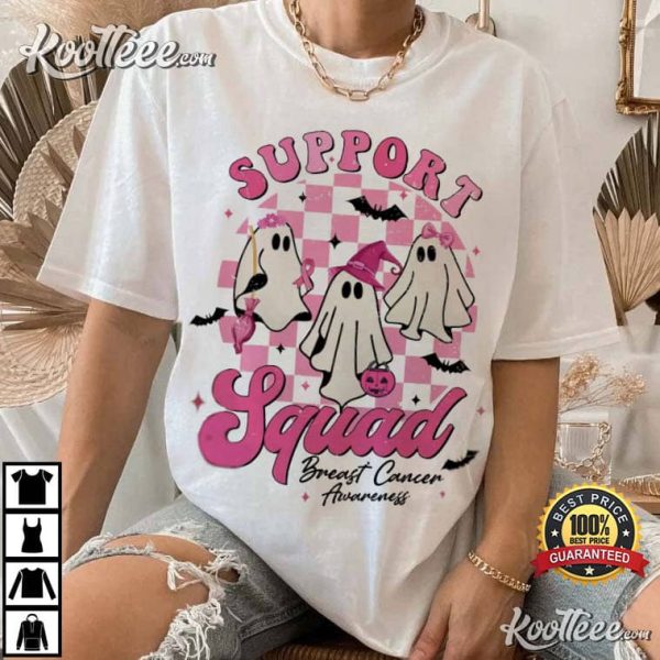 Breast Cancer Support Squad Halloween Ghost T-Shirt
