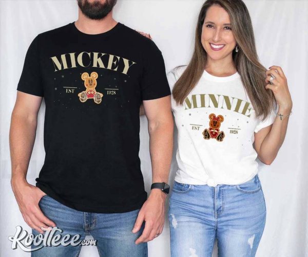 Mickey And Minnie Gingerbread Christmas Couple Shirts
