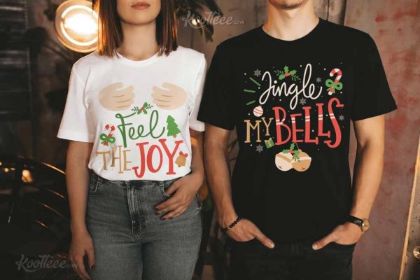 Jingle My Bells Feel The Joy Christmas Matching Couples Shirts