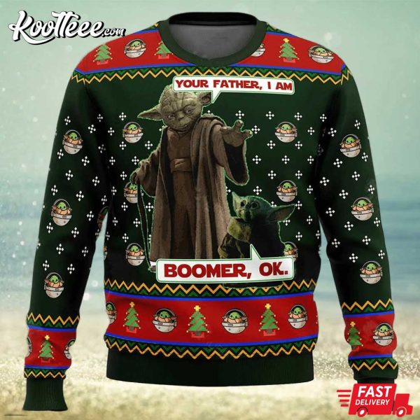 Star Wars Baby Yoda Boomer Ugly Christmas Sweater
