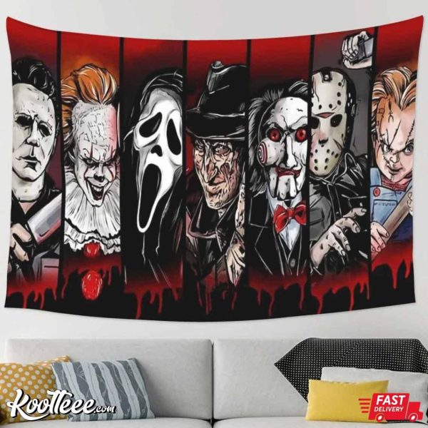 Horror Movie Characters Halloween Wall Tapestry