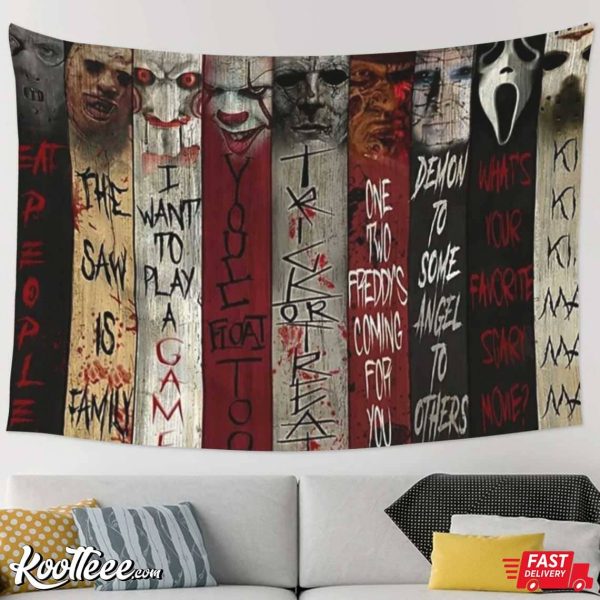 Horror Movie Characters Halloween Night Wall Tapestry