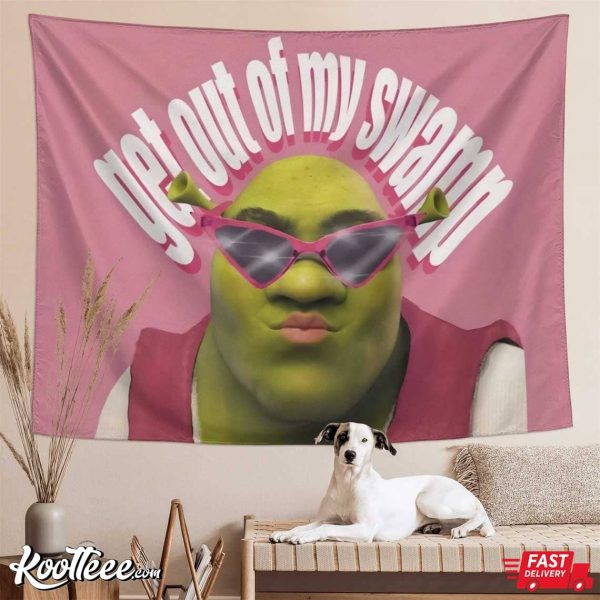 Pink Shrek Get Out Of My Swamp Wall Tapestry