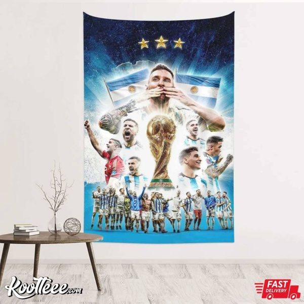 Messi Argentina FIFA World Cup Champion Wall Tapestry