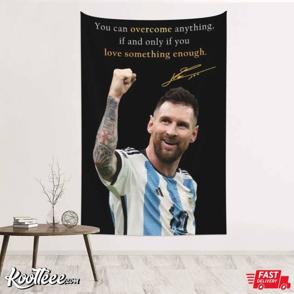 Messi Motivational Quote Wall Tapestry