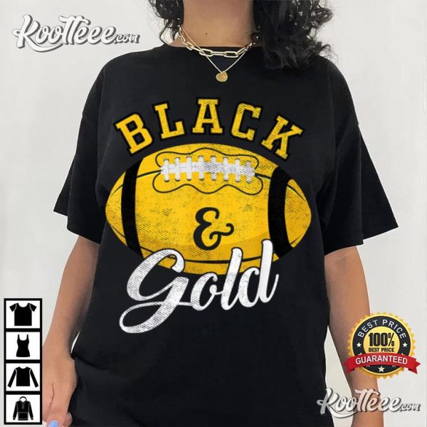 Football Game Day Black And Gold T-Shirt