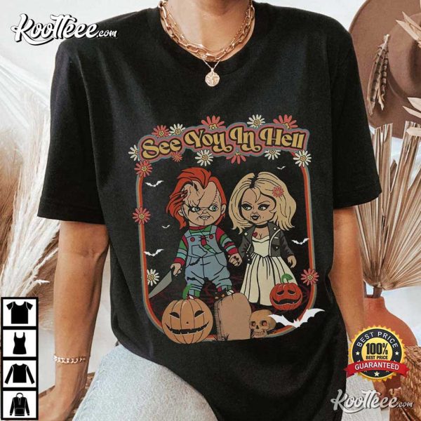 Chucky And Tiffany See You In Hell Halloween T-Shirt