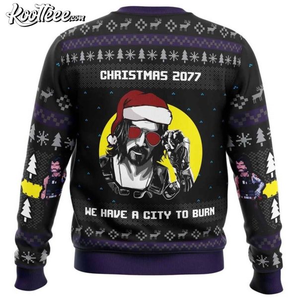 Keanu Reeves We Have A City To Burn Christmas Ugly Sweater