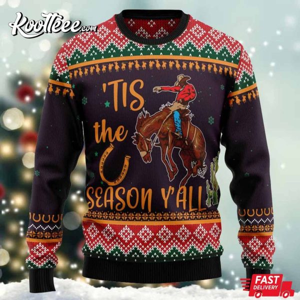 Cowboy Tis The Season Ugly Christmas Sweater