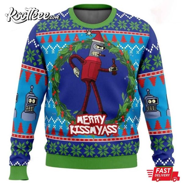 Bender Futurama Merry Kissmyass Ugly Sweater