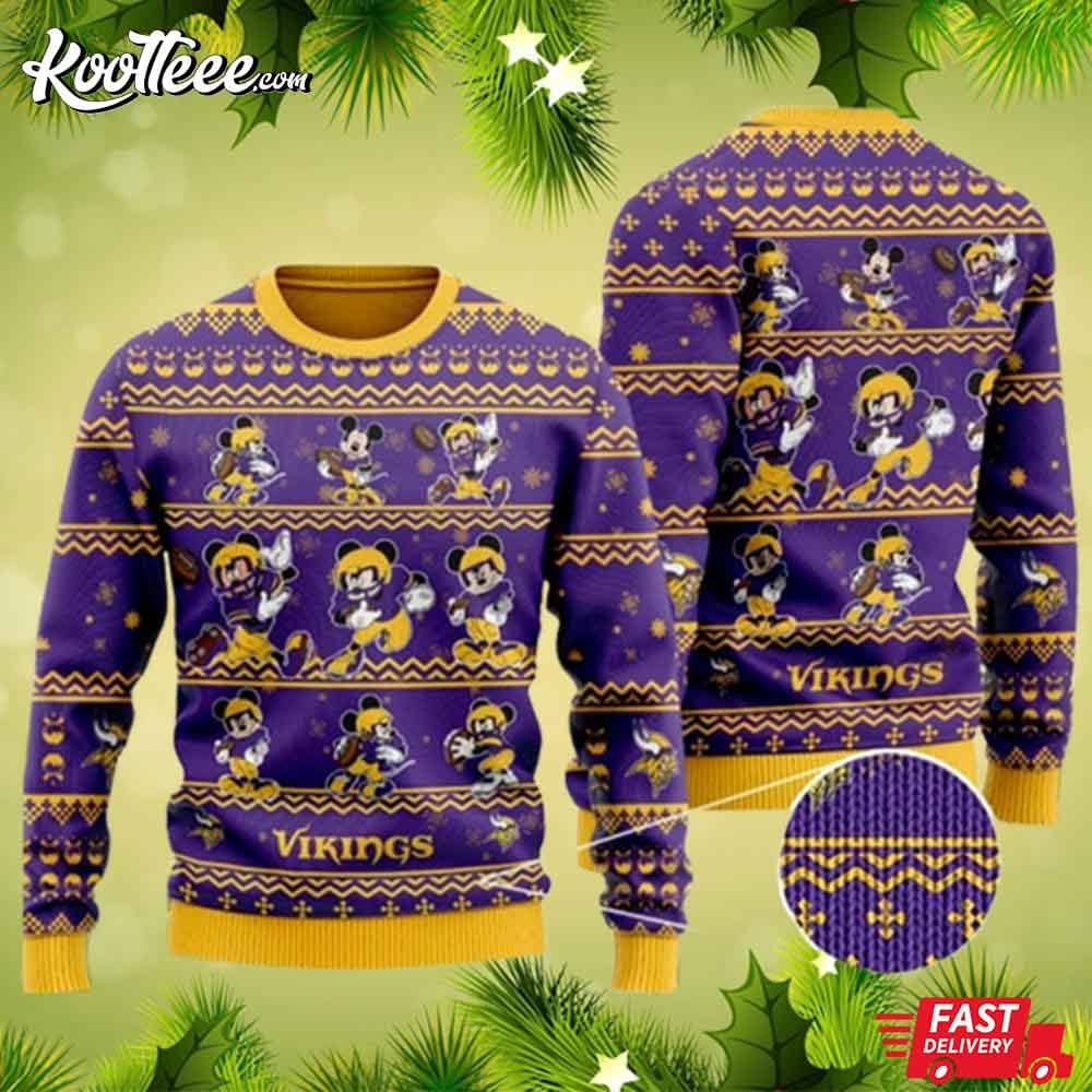 Minnesota Vikings Mickey Mouse Player Disney Ugly Sweater Christmas –