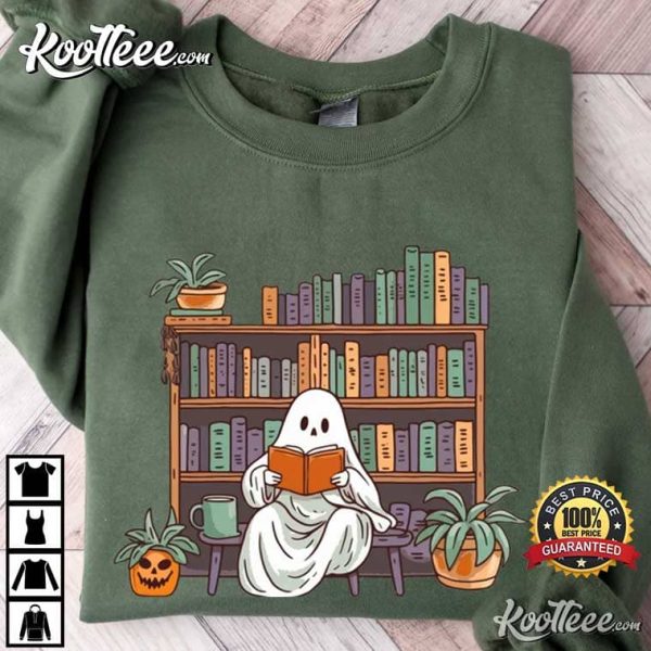 Librarian Halloween Ghost Reading Books T-Shirt