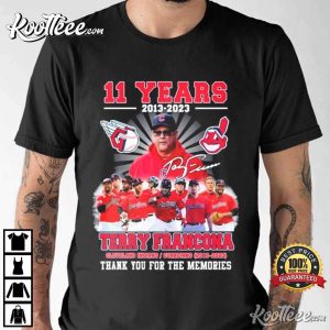 11 Years 2013 – 2023 Terry Francona Thank You For The Memories Signatures T  Shirt, hoodie, sweater, long sleeve and tank top