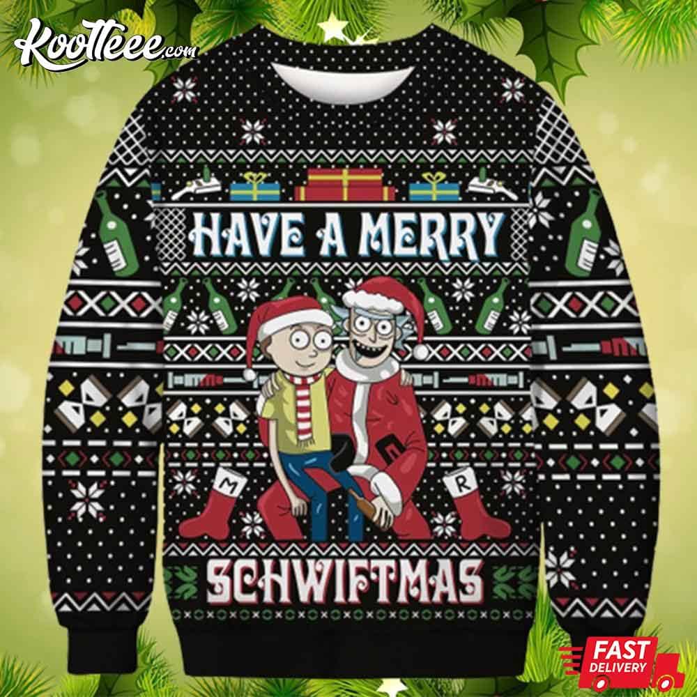 Minnesota Wild Rick And Morty Ugly Christmas Sweater