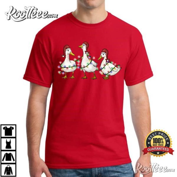 Goose Christmas Lights Farm Lover T-Shirt