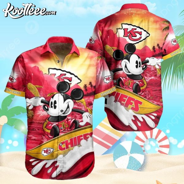 Mickey Mouse Surfing Kansas City Chiefs Hawaiian Shirt