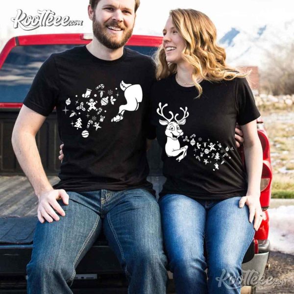 Christmas Reindeer Funny Couple Shirts
