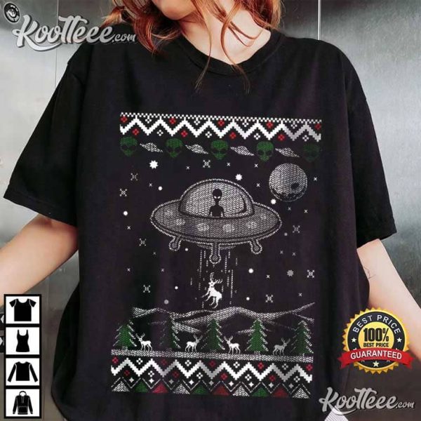 UFO Alien Spaceship Christmas T-Shirt