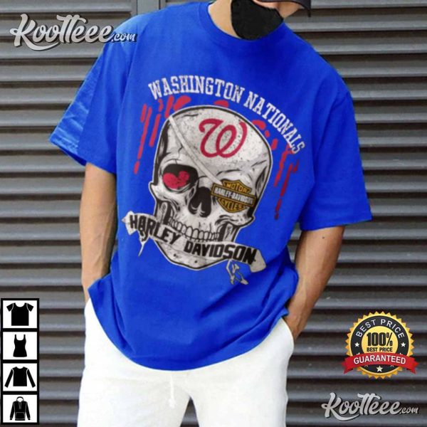 Washington Nationals Harley Davidson Skull T-Shirt
