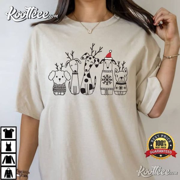 Christmas Reindeer Dogs Dog Lovers Gift T-Shirt