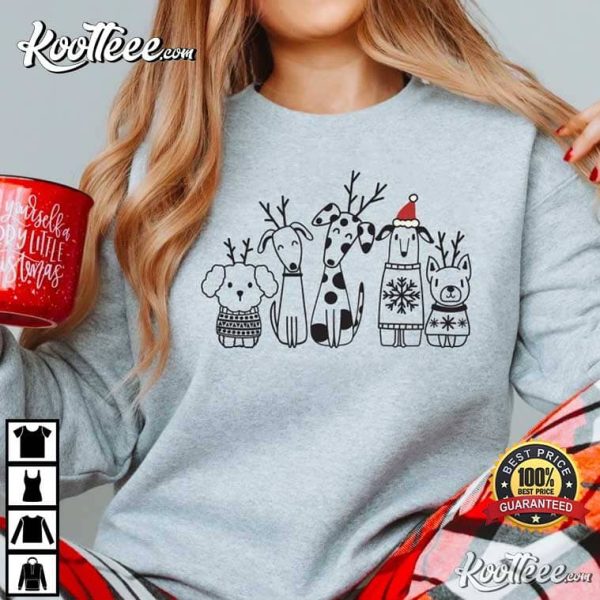 Christmas Reindeer Dogs Dog Lovers Gift T-Shirt