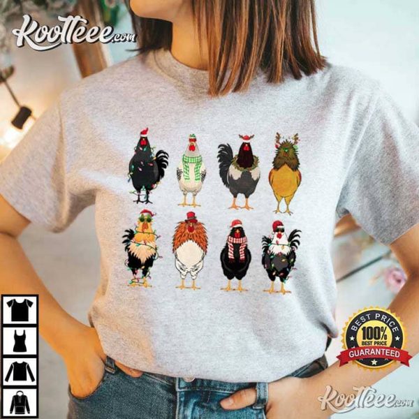 Christmas Chickens Farm Animal T-Shirt