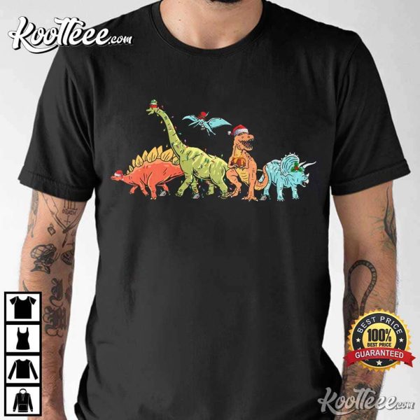 Dinosaur Christmas Lights Dino Lover T-Shirt