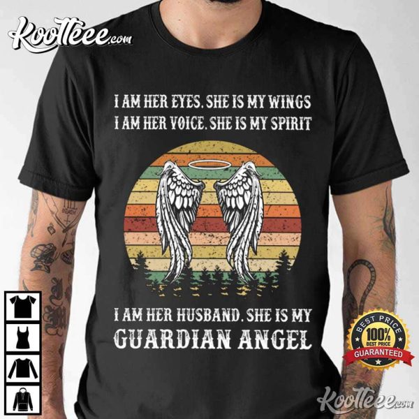 I Am Her Husband She Is My Guardian Angel Vintage T-Shirt