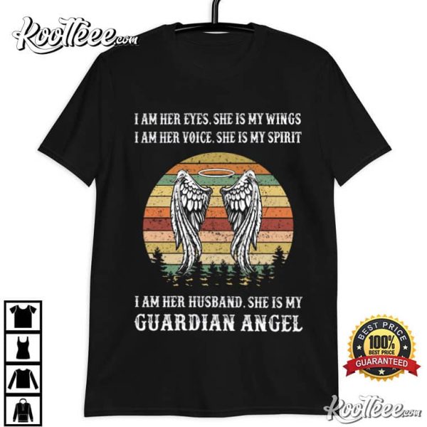I Am Her Husband She Is My Guardian Angel Vintage T-Shirt