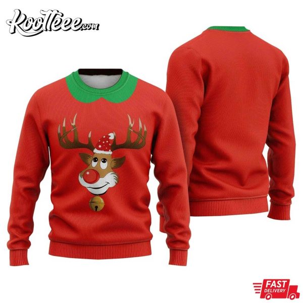 Cartoon Reindeer Ugly Sweater