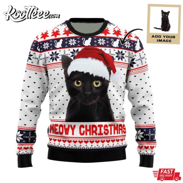 Meowy Christmas Custom Cat Photo Ugly Sweater
