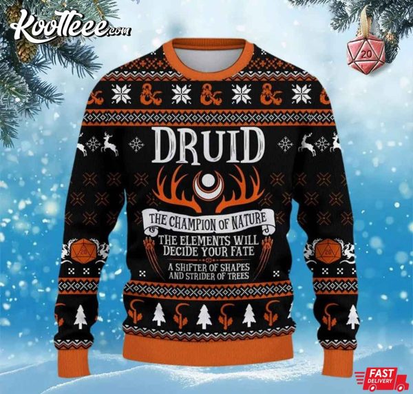 Druid The Champion Of Nature DnD Ugly Sweater
