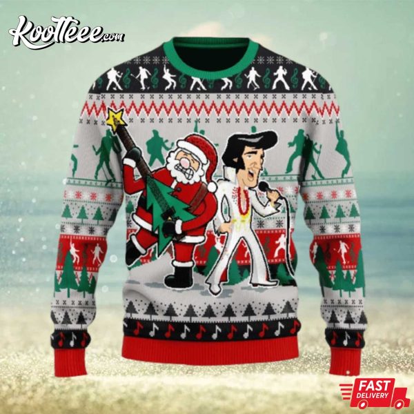 Elvis Presley Singing Christmas Gift Ugly Sweater