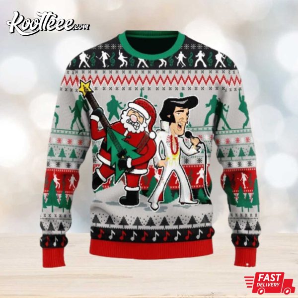 Elvis Presley Singing Christmas Gift Ugly Sweater