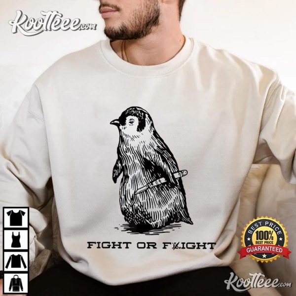 Penguin Fight Or Flight Meme T-Shirt