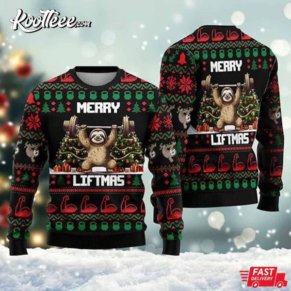 Sloth Merry Liftmas Ugly Christmas Sweater